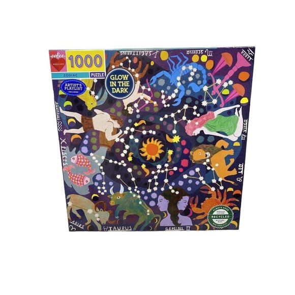 eeBoo Other - Zodiac Puzzle 1000pc Glow in the Dark Puzzle Fun Astrology Puzzle Multi-Color